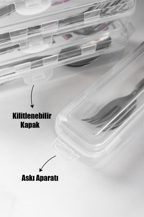 ORG-184 4lü Makyaj Fırçası Kalemlik Diş Fırçası Kabı Çatal Kaşık Bıçak Saklama Kutusu Kabı Seti