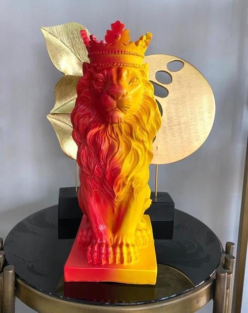 Dekoratif Glatasaray Temalı Aslan Biblo Sarı Kırmızı Figür Aslan