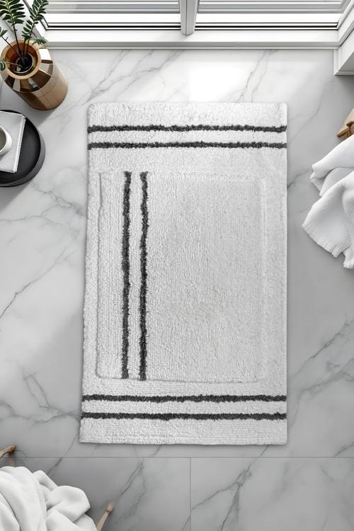 Banyo 2li Paspas Takımı Beyaz Siyah 60x100
