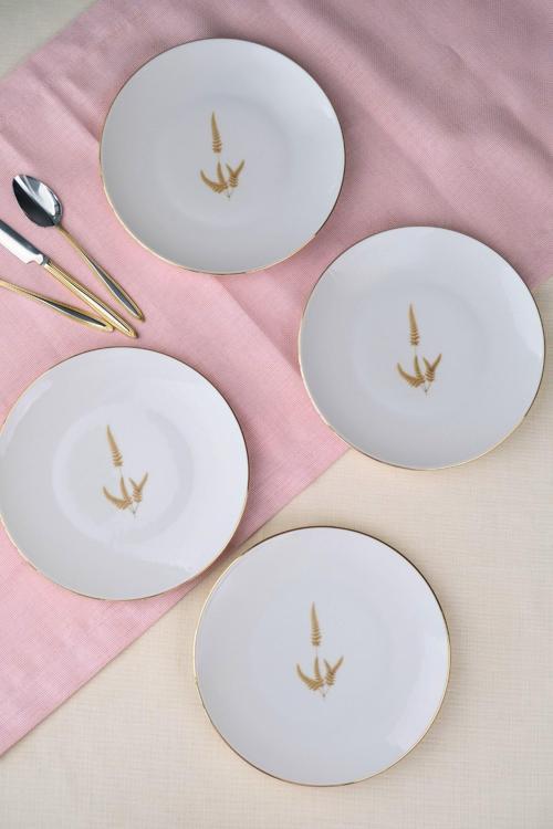 Porselen Natura Marinum Altın Yaldız Pasta Tabağı 20,50cm 4 lü
