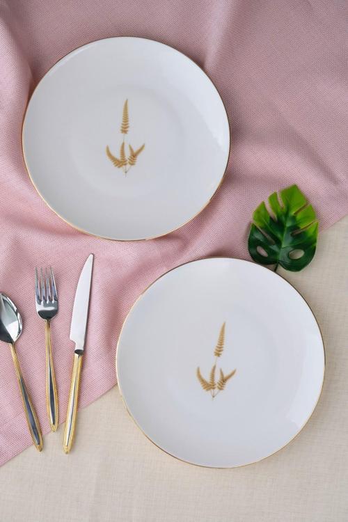 Porselen Natura Marinum Altın Yaldız Pasta Tabağı 20,50cm 2 li