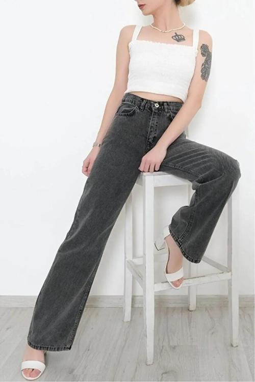 Ganikus Likralı Salaş Pantolon Füme Jeans