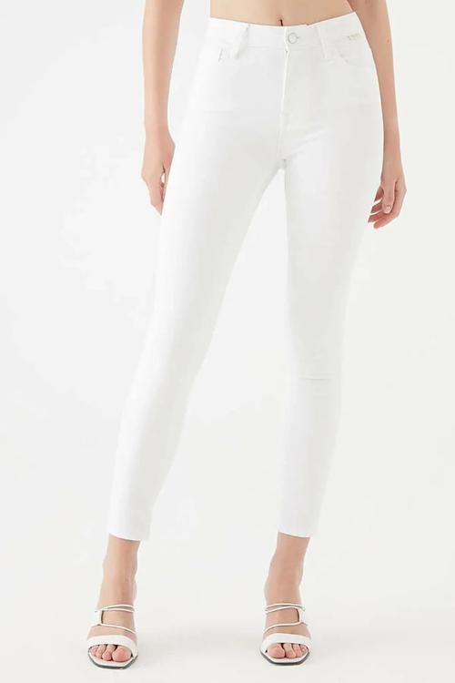 Ganikus Super Skinny Beyaz Yüksek Bel Bilek Boy Dar Paça (iç Göstermez)