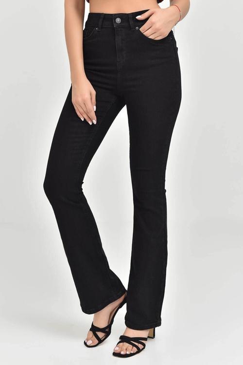 Siyah Ispanyol Paça Jean Pantolon