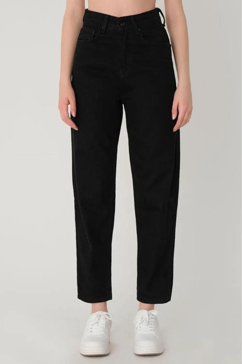 Ganikus Kadın Siyah Mom Jeans Esnek Kot Pantolon
