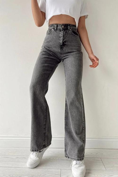Pamel Salaş Füme Yüksek Bel Likralı Ekstra Esnek Jeans Kot Pantolon