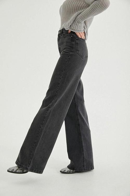 Jns Tnya Salaş Füme Kot Likralı Palazzo Bol Paça Jeans