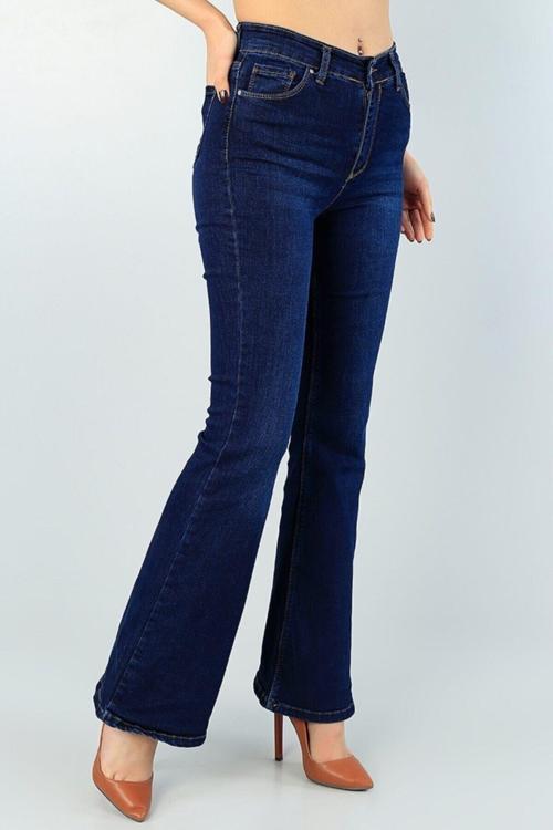 Ganikus Lacivert Ispanyol Paça Likralı Kot Pantolon