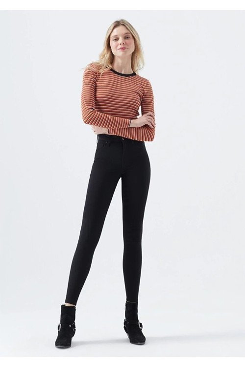 Yüksek Bel Siyah Skinny Fit Jean