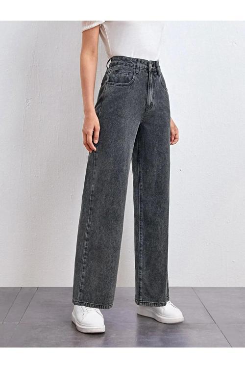 Ganikus Salaş Füme Pantolon Jeans Likralı Esnek Kot