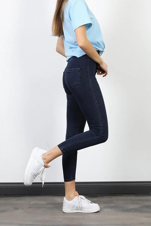 Ganikus Lacivert Yüksek Bel Skinny Fit Jean