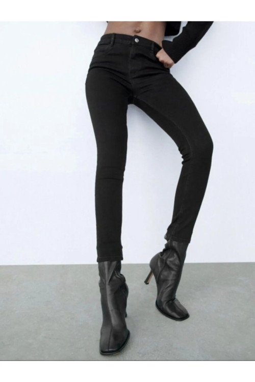 Ganikus Siyah Full Likralı Skinny Jean Pantolon