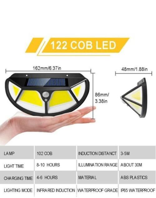 Fonksiyonel Sensörlü 122 Ledli Solar Bahçe Lambası