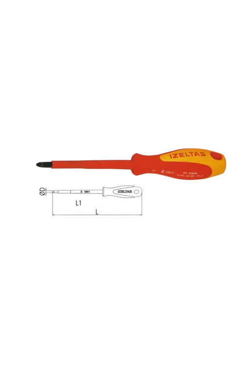 4145180360 1000V İzoleli Elektrikçi Yıldız Uçlu Tornavida 3x60