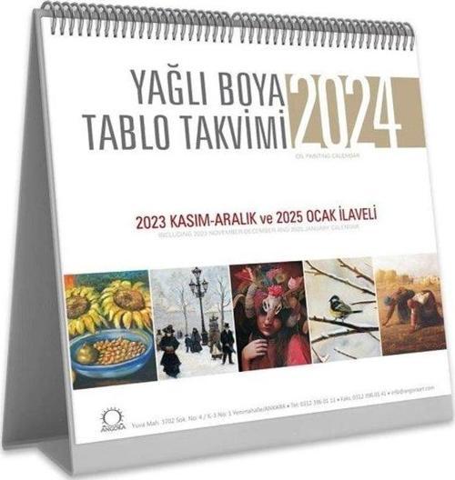 Yağlı Boya Tablo Takvimi 2024 Masa Takvimi 18x25 cm