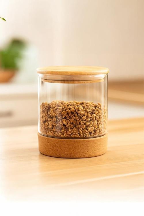 Corki - Mantar Altlıklı Cam Saklama Kabı 650 Ml