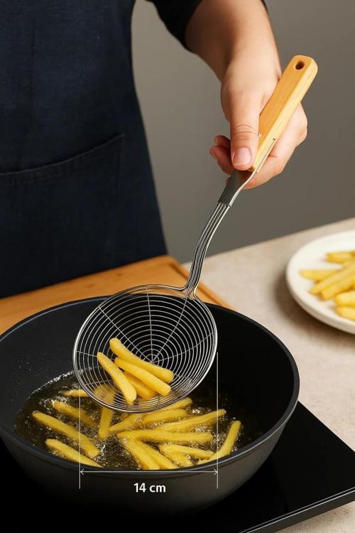 Ladle - Bambu Saplı Tel Kevgir 14cm