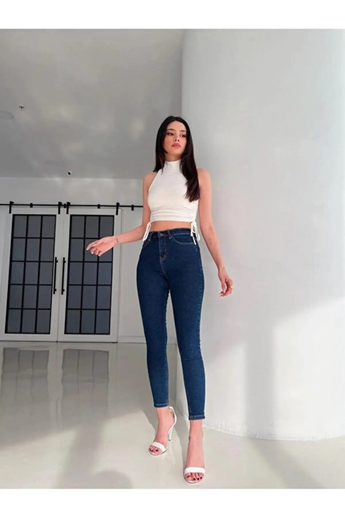 Ganikus Kadın Süper Skinny Fit Esnek Likralı Lacivert