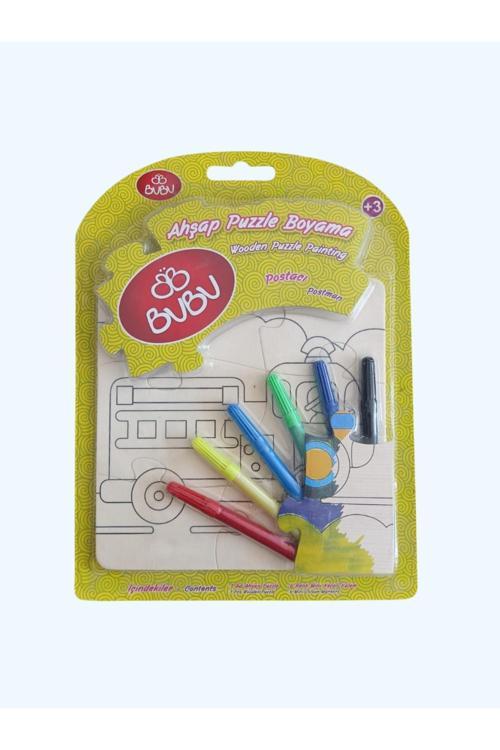 Ahşap Puzzle Boyama Seti – Doğal Malzeme, Renkli Eğlence