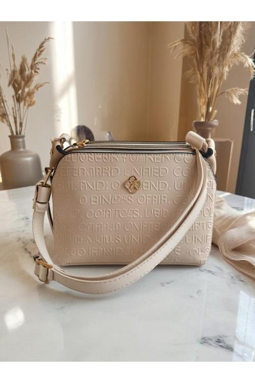 Kizilelmada Kadın Deri Görünümlü Omuz Çantası Krem Beige 416