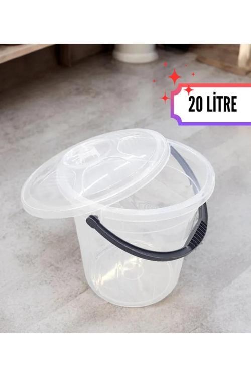 Kizilelmada 20 Litre Çok Amaçlı Kova – Şeffaf Kapaklı, Dayanıklı Plastik