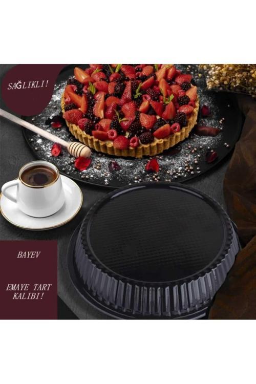 Kizilelmada 28 Cm Siyah Granit Tart Kalıbı – Yapışmaz Döküm Görünümlü Metal Kalıp