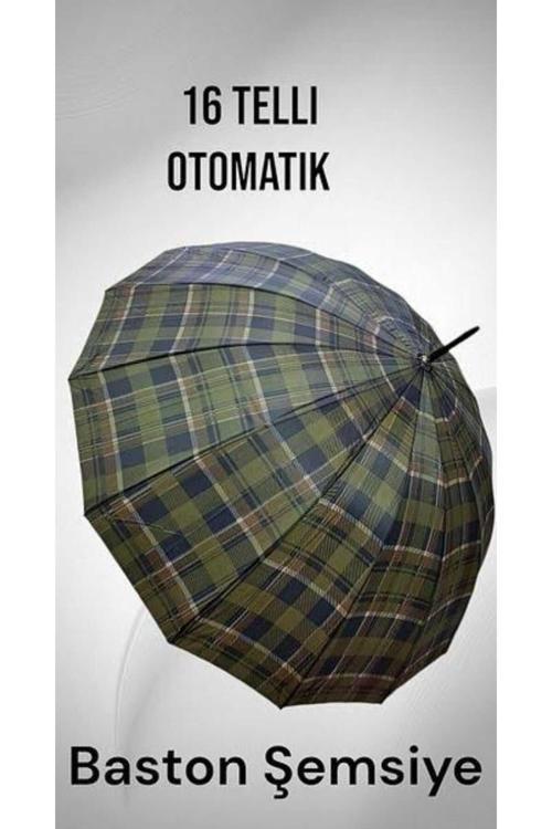 Kizilelmada 16 Telli Rüzgara Dayanıklı Su Geçirmez Baston Şemsiye 87 Cm – Dayanıklı Polyester Kumaş