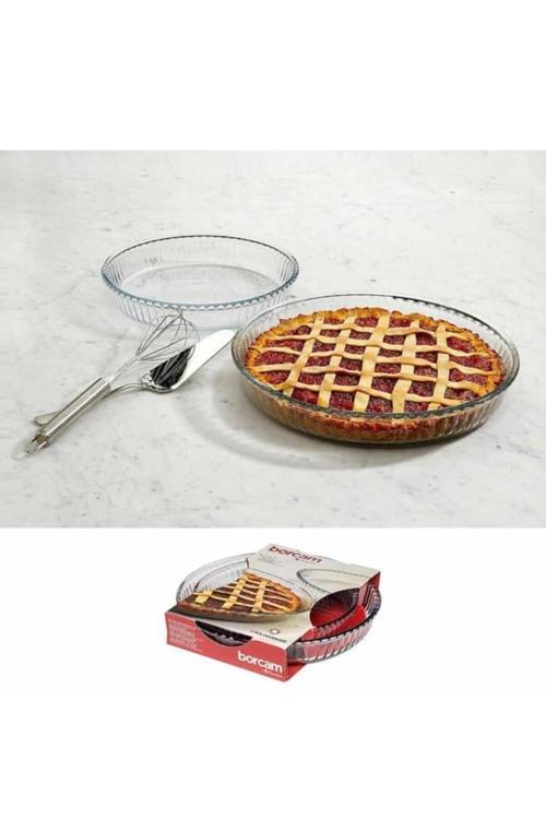 Kizilelmada Şeffaf Cam Yuvarlak Borcam Seti – 2 Parça Çok Amaçlı (32 & 28 Cm)