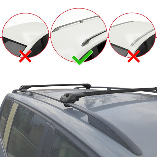 Mitsubishi Outlander 2003-2006 Arası ile Uyumlu ACE-1 Ara Atkı Tavan Barı Siyah 2 Adet