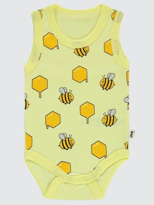 Arı Empirme Baskılı Sfr.Kol1-36 Ay Çıtçıtlı Badi - Sarı24-36 Ay