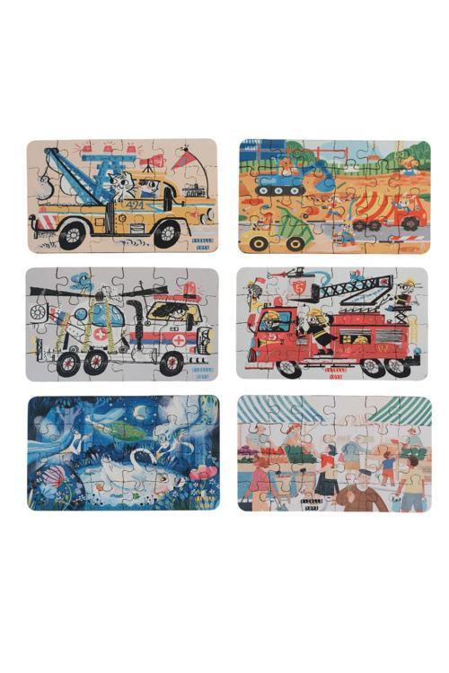 6 Adet 24 Parça 12,5 x 21 cm Eğitici Ve Öğretici Ahşap Çocuk Puzzle & Yapboz Oyuncak Çerçevesiz