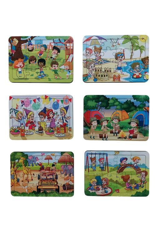 6 Adet 16 Parça Eğitici Ve Öğretici Ahşap Çocuk Puzzle Montessori & Yapboz Bebek Çocuk Oyuncak