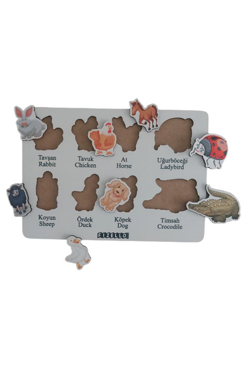 Hayvanlar Bul Tak Eğitici Öğretici Puzzle Montessori & Yapboz Bebek Çocuk Oyuncak