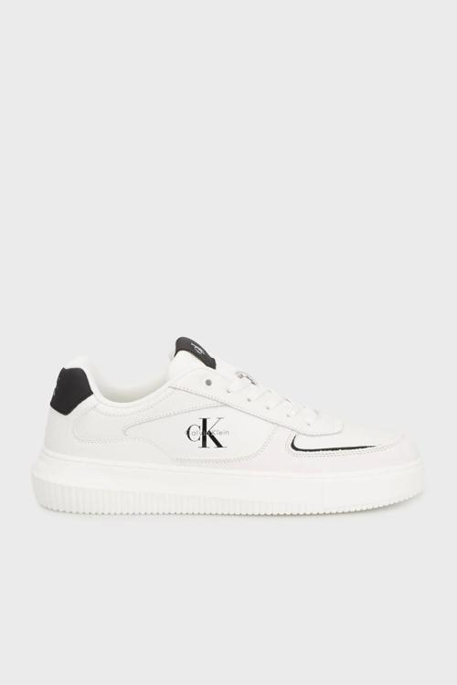 Kalın Tabanlı Bileksiz Deri-Nubuk Erkek Beyaz Sneaker YM0YM01426-01W