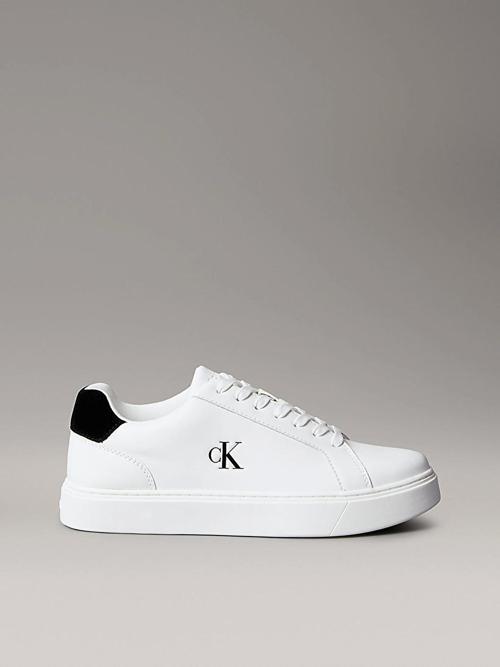 Klasik Düz Tabanlı Bağcıklı Deri Erkek Beyaz Sneaker YM0YM01435-01W