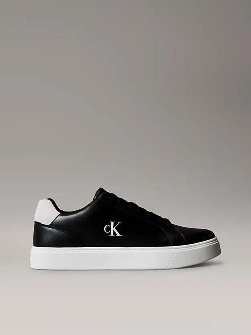 Klasik Düz Tabanlı Bağcıklı Deri Erkek Siyah Sneaker YM0YM01435-0GM