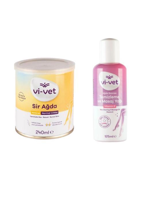 Vi Vet Sir Kavanoz Ağda Natural 240 Gr + Ağda Sonrası Temizleme Ve Masaj Yağı E Vitamini 125Ml