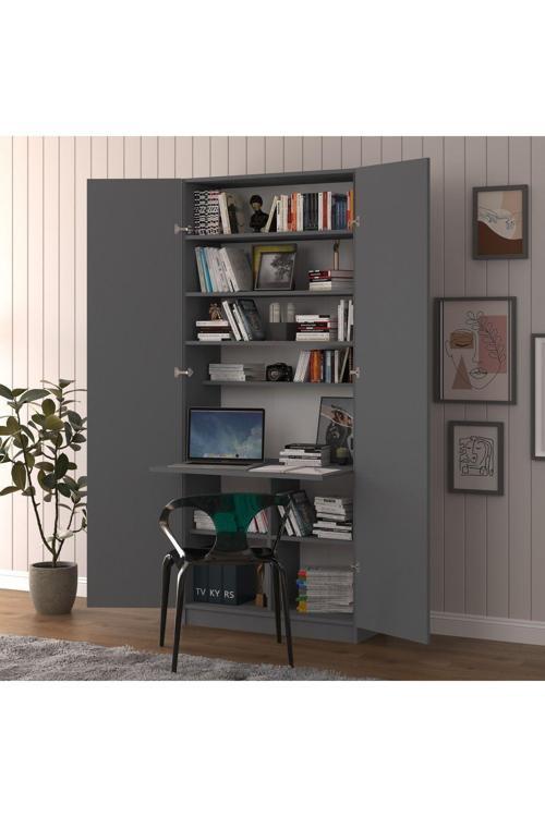 Sonamo Modern Dolaplı Çalışma Masası Kitaplıklı Raflı Bilgisayar Ofis Ders Çalışma Yemek Masası