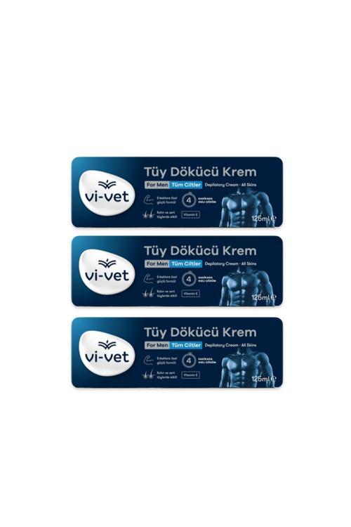 Vi Vet Erkek Tüy Dökücü Krem Tüm Ciltler 125Ml X3 Adet Vivet Formen Yeni Ambalaj