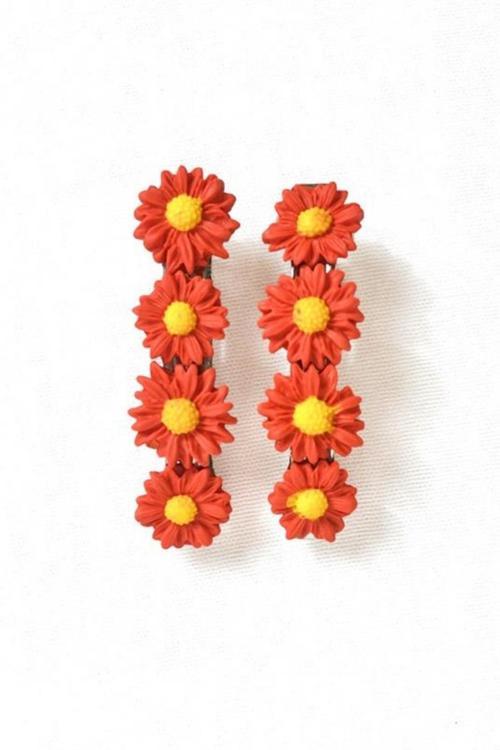 - Hülya 6683 El Yapımı Çiçek Desenli Polimer Kil 2’li Set Klipsli Saç Tokası / 8 cm