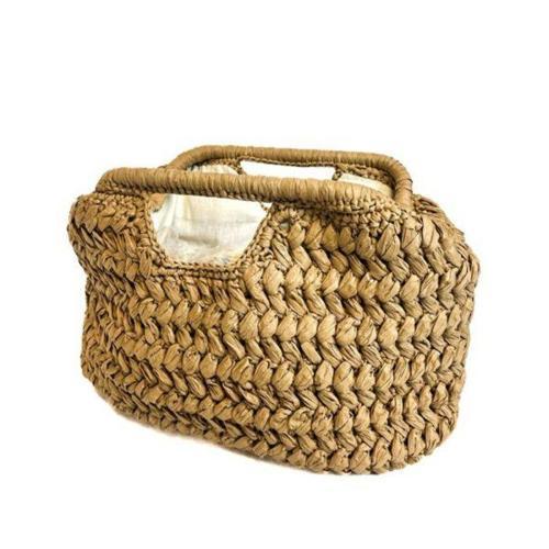 - Şennur 3131 El Örgüsü Burs Kapamalı Kahverengi Rafya İp Clutch Çanta / 38 cm x 21 cm