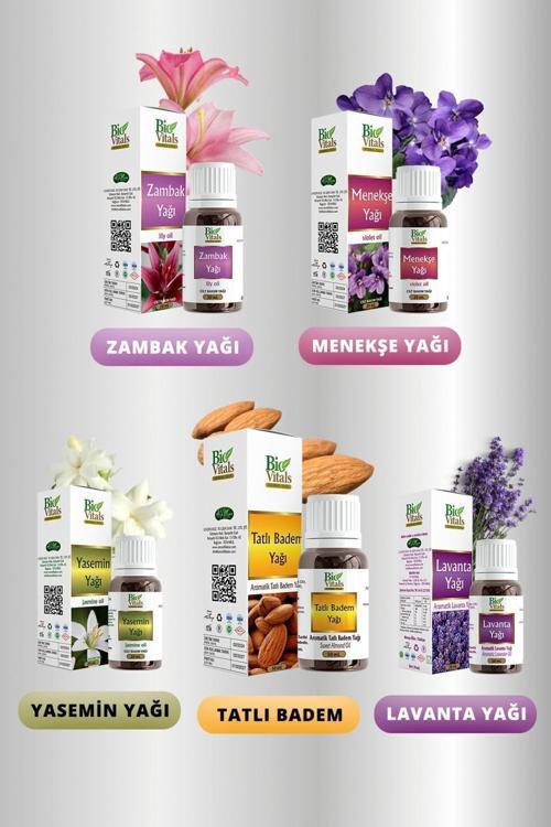 Zambak Yasemin Menekşe Lavanta Tatlı Badem Yağ Seti