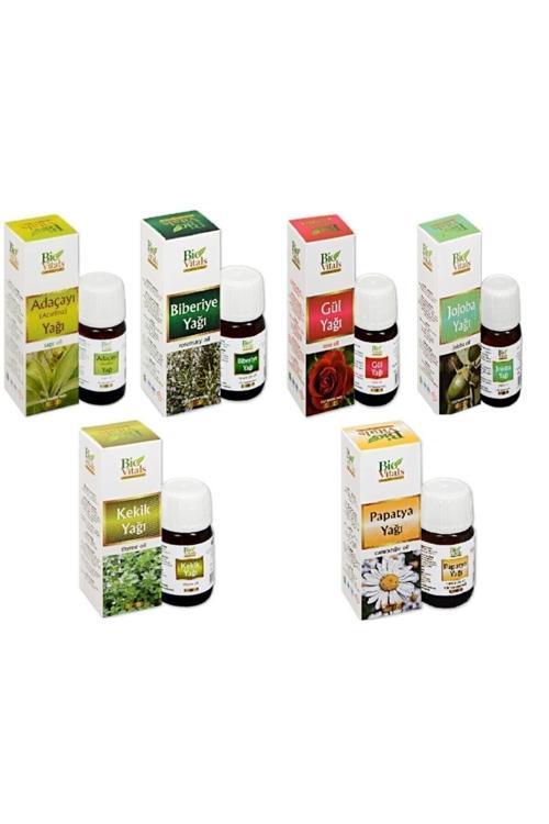 Ada Çayı Biberiye Gül Kekik Papatya Jojoba Aromatik Masaj-Cilt Bakım Yağ Seti 6 Lı