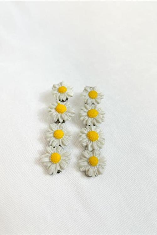 - Hülya 6683 El Yapımı Çiçek Desenli Polimer Kil 2’li Set Yan Saç Tokası / 7.5 cm