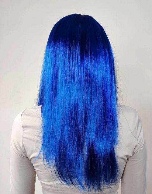 Mavi Renk Uzun Parti Peruğu