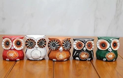 Ahşap 5'li Baykuş Seti Polos:8