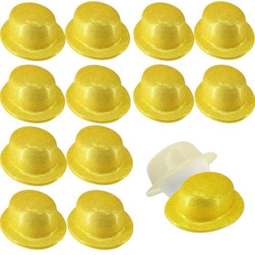 Altın Renk Simli Melon Yuvarlak Parti Şapkası 12 Adet