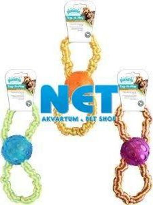 Çift İpli Top Köpek Çekiştirme İpi 14538 30 cm  , top çapı 8 cm