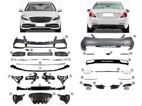 Mercedes W222 Body Kit Standart Tip (Ön-arka Dolu) 2018 Sonrası Uyumlu