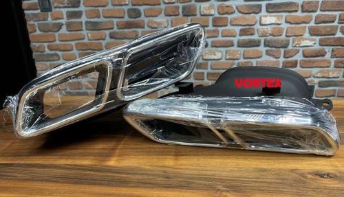 Mercedes C Serisi W205 Arka Egzoz Ucu Seti C63 Gümüş Renk 2014 Sonrası Uyumlu